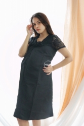 MAMA HAMIL TERLARIS Celine Dress Bahan Adem Baju Hamil Menyusui Brokat Pesta Modis Elegant Pita Atas   DRO 794 2  large